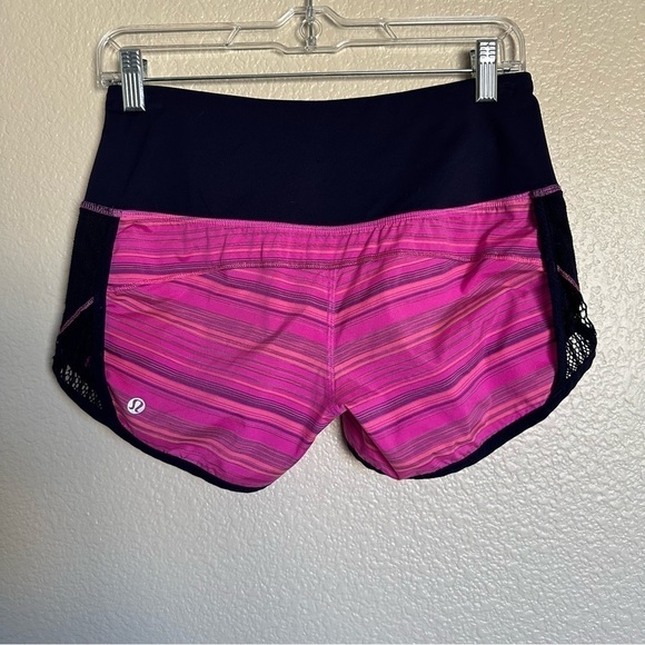 Lululemon Run Sun Sprinter Elevation Stripe Pow Pink Deep Indigo Short Size 4 - Picture 8 of 16